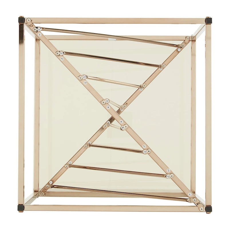 Square Metal and Glass Top End Table