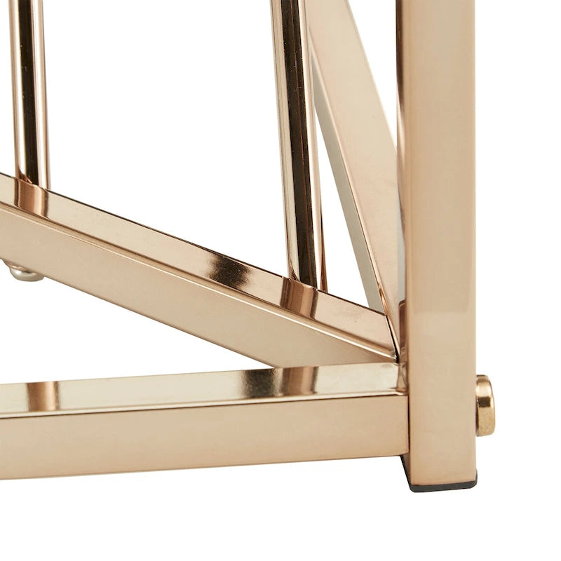 Square Metal and Glass Top End Table