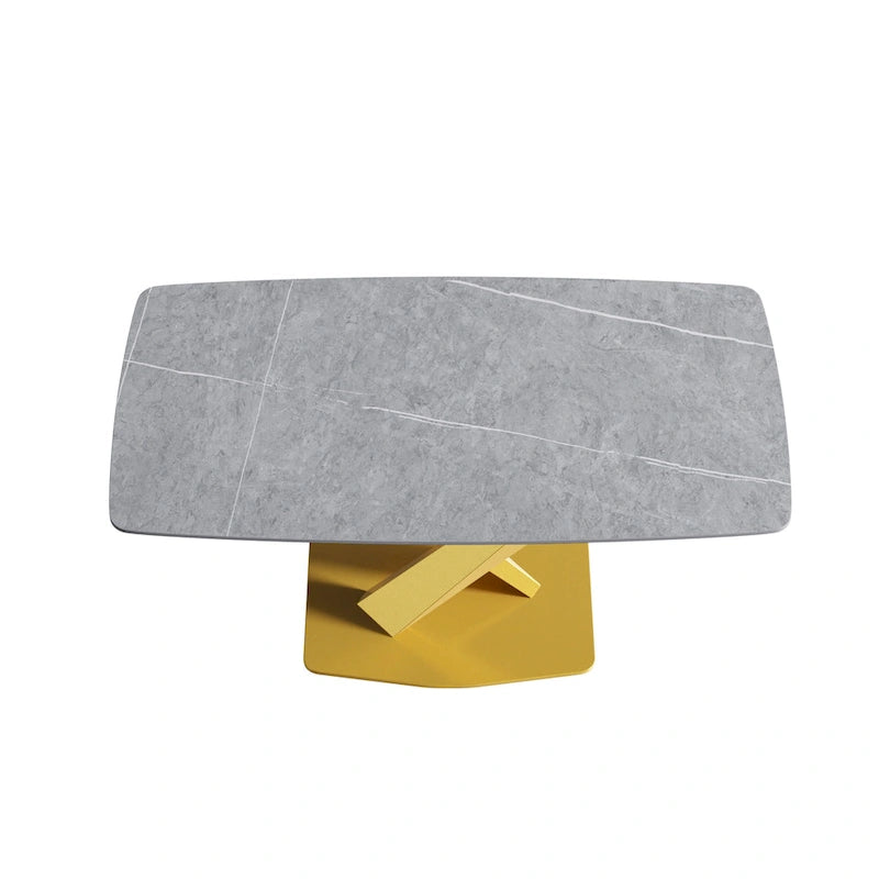 63-Inch Dining Table with Slate Stone Top and Metal Legs