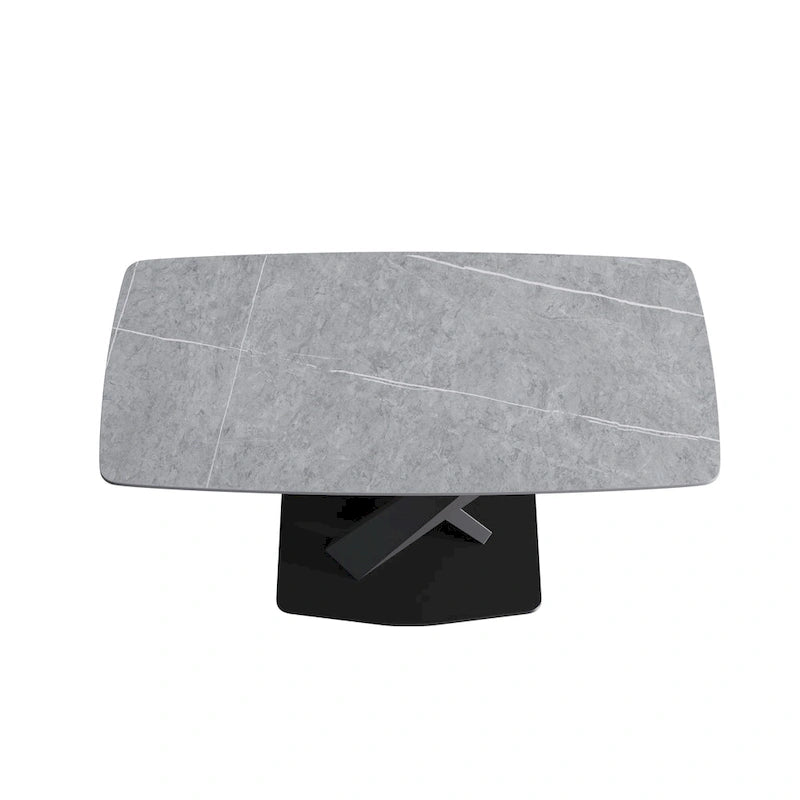 63-Inch Dining Table with Slate Stone Top and Metal Legs