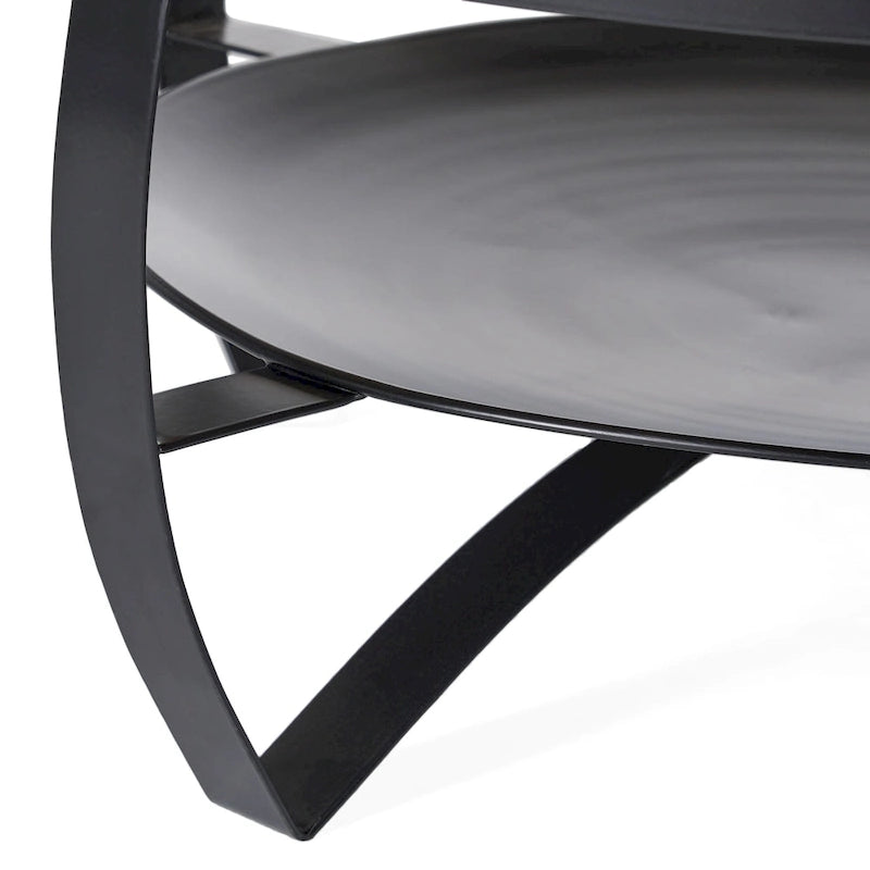 Round Mango Wood Coffee Table with Metal Base