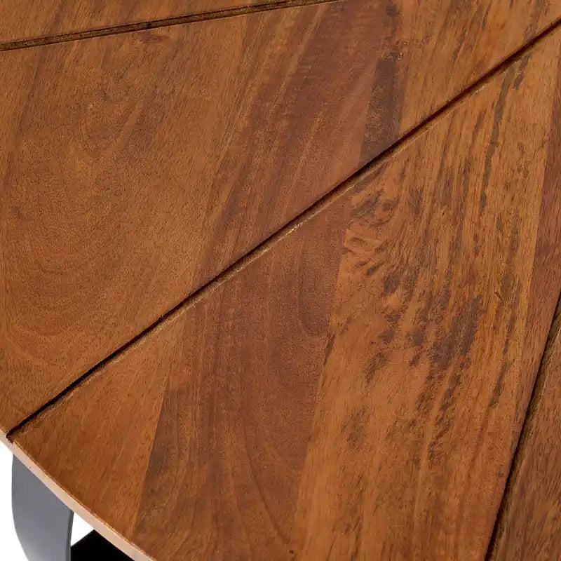 Round Mango Wood Coffee Table with Metal Base