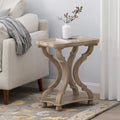Distressed White Accent Table with Hourglass Base