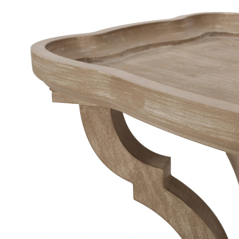 Distressed White Accent Table with Hourglass Base