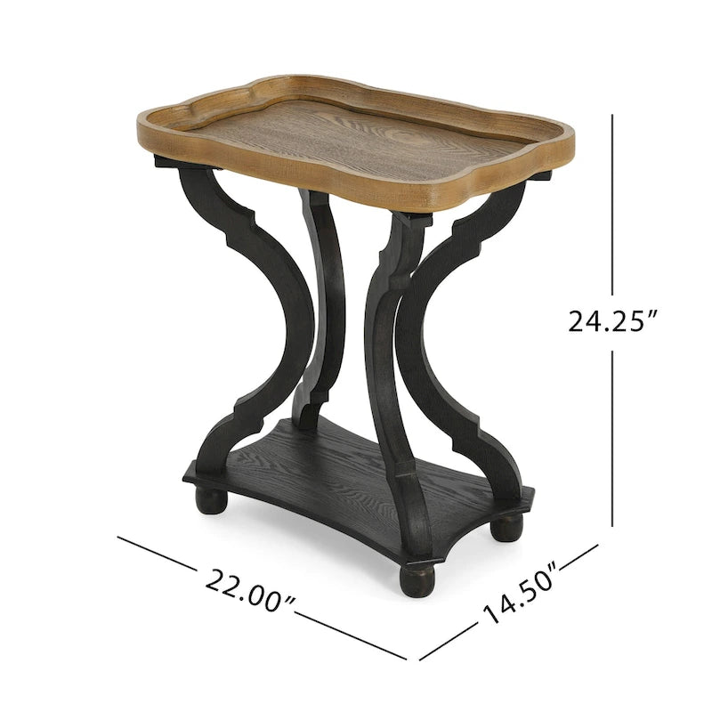 Distressed White Accent Table with Hourglass Base