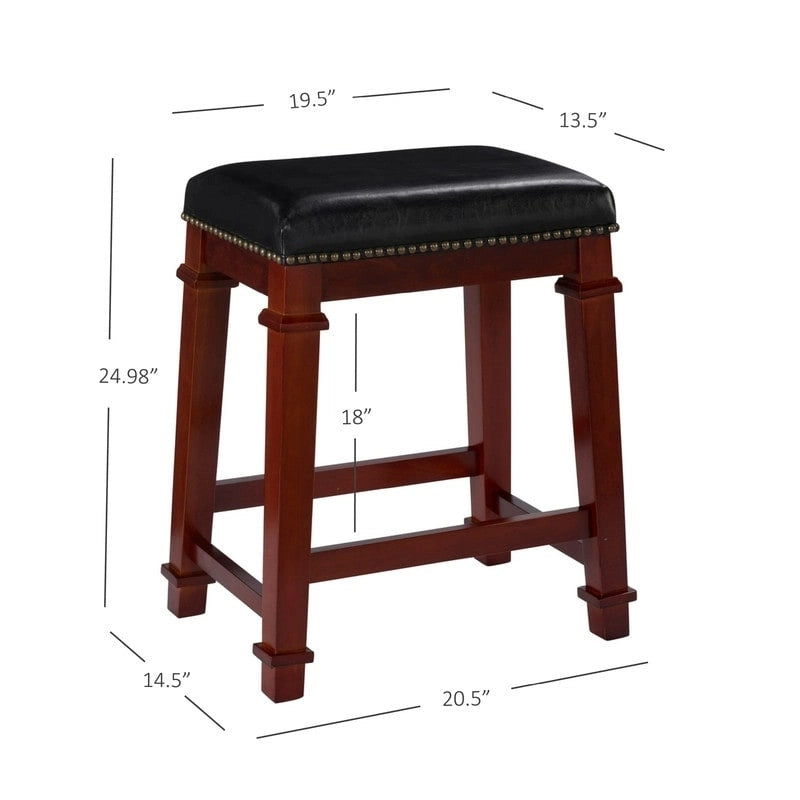 Backless Counter Stool with Faux Leather Seat