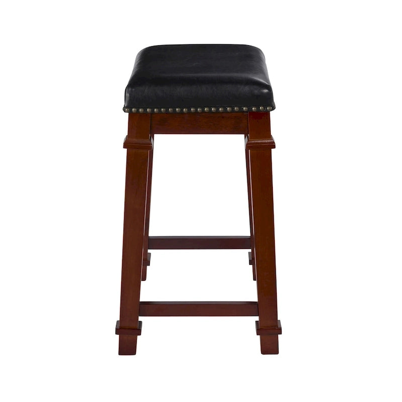 Backless Counter Stool with Faux Leather Seat