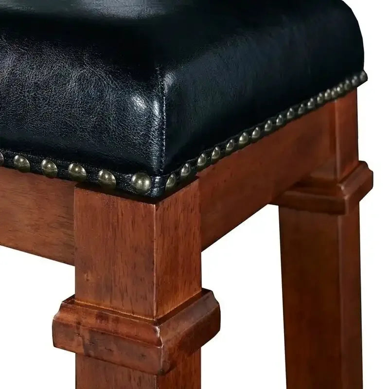 Backless Counter Stool with Faux Leather Seat