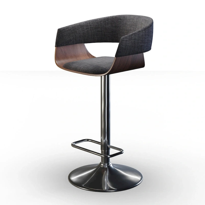 Adjustable Height Swivel Bar Stool with Bentwood Frame
