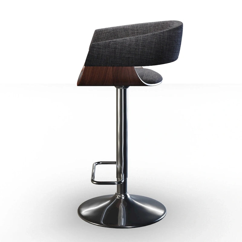 Adjustable Height Swivel Bar Stool with Bentwood Frame