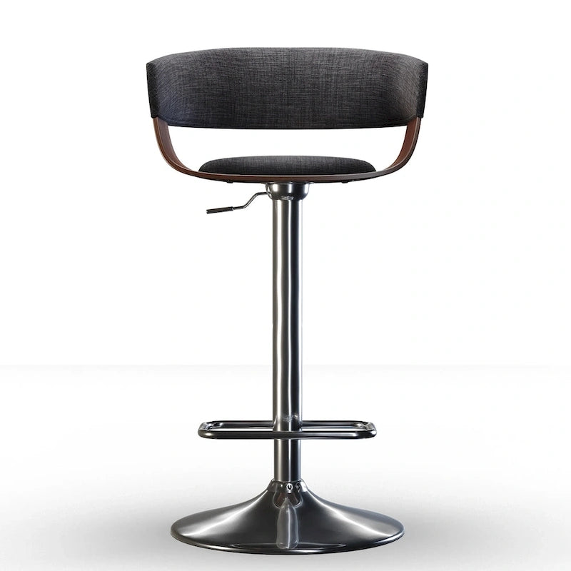 Adjustable Height Swivel Bar Stool with Bentwood Frame