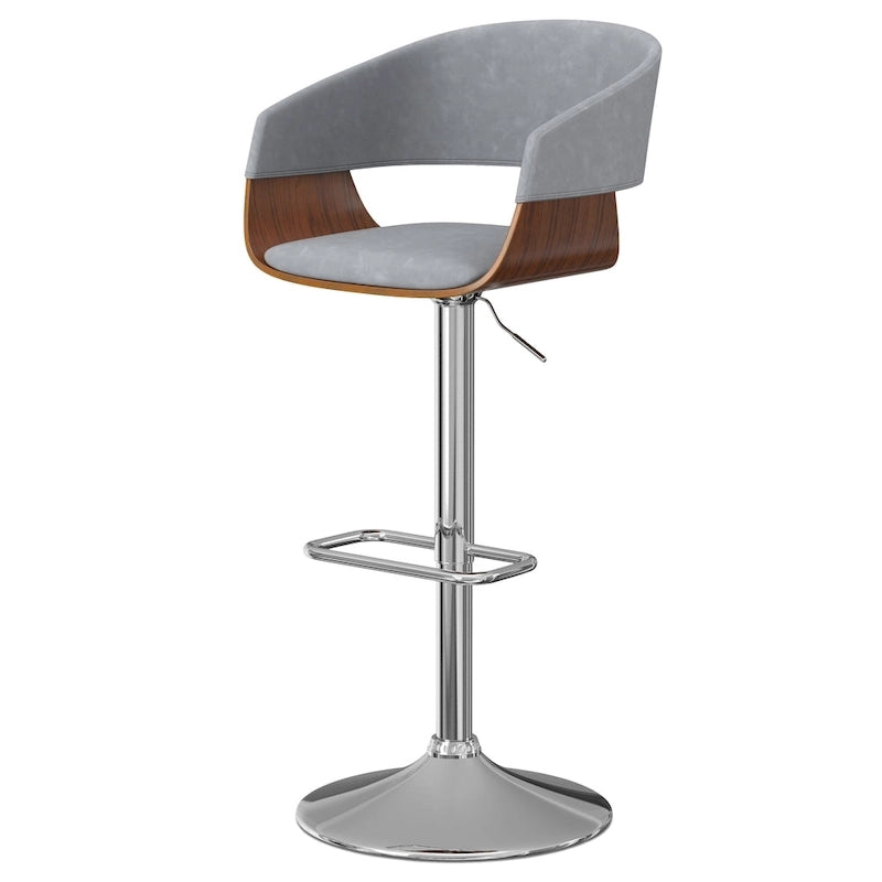 Adjustable Height Swivel Bar Stool with Bentwood Frame