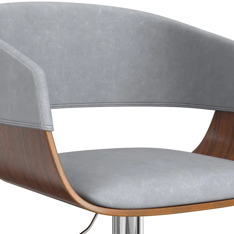 Adjustable Height Swivel Bar Stool with Bentwood Frame