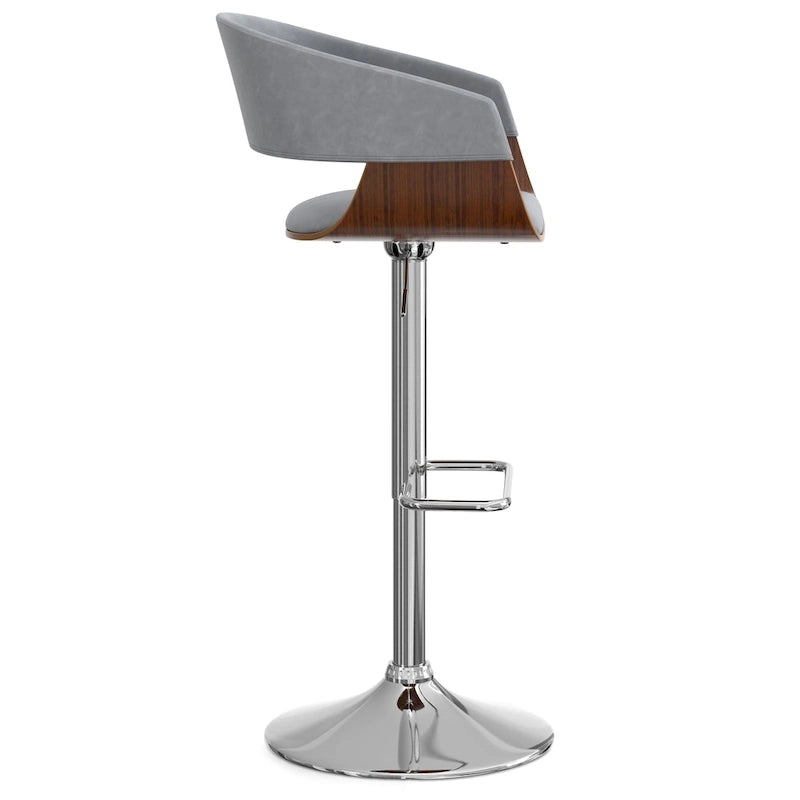 Adjustable Height Swivel Bar Stool with Bentwood Frame