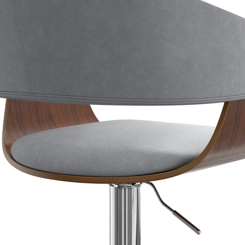 Adjustable Height Swivel Bar Stool with Bentwood Frame