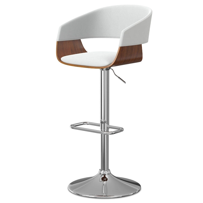 Adjustable Height Swivel Bar Stool with Bentwood Frame