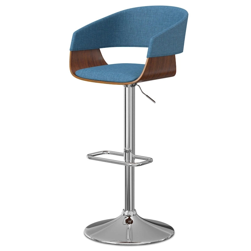 Adjustable Height Swivel Bar Stool with Bentwood Frame