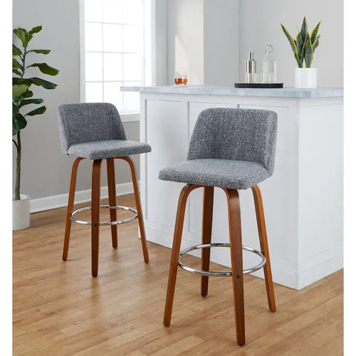 Carson Carrington Vallberga 30 Fixed-Height Bar Stool with Walnut Wood Base (Set of 2)