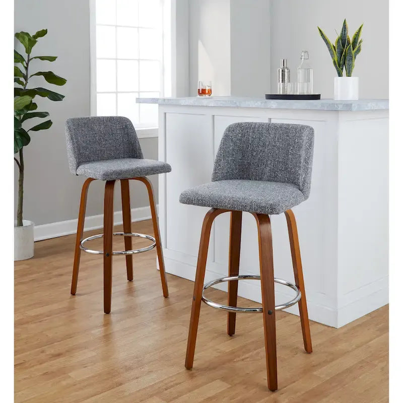 Carson Carrington Vallberga 30 Fixed-Height Bar Stool with Walnut Wood Base (Set of 2)