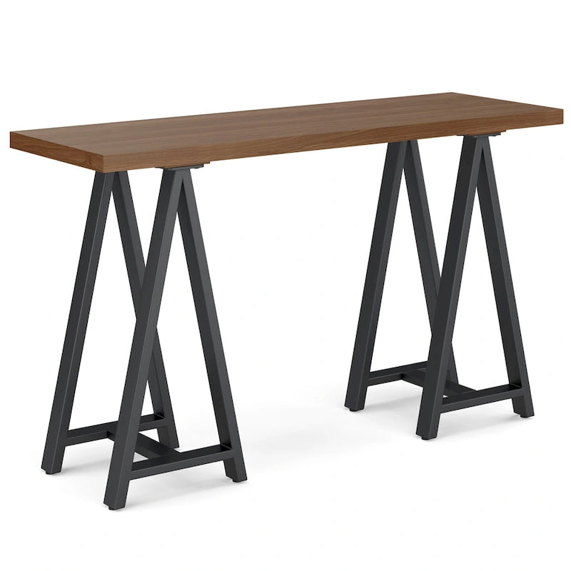 Walnut Wood and Metal Console Table