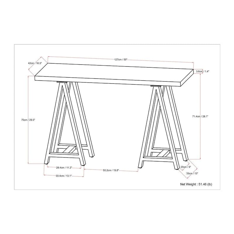 Walnut Wood and Metal Console Table
