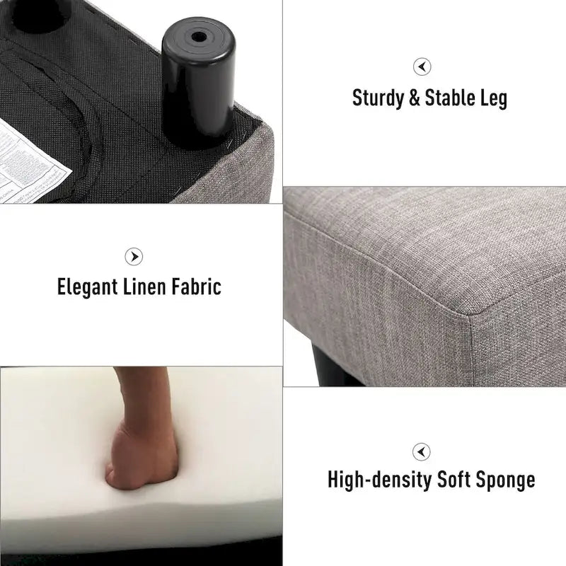 Modern Linen Footrest Ottoman