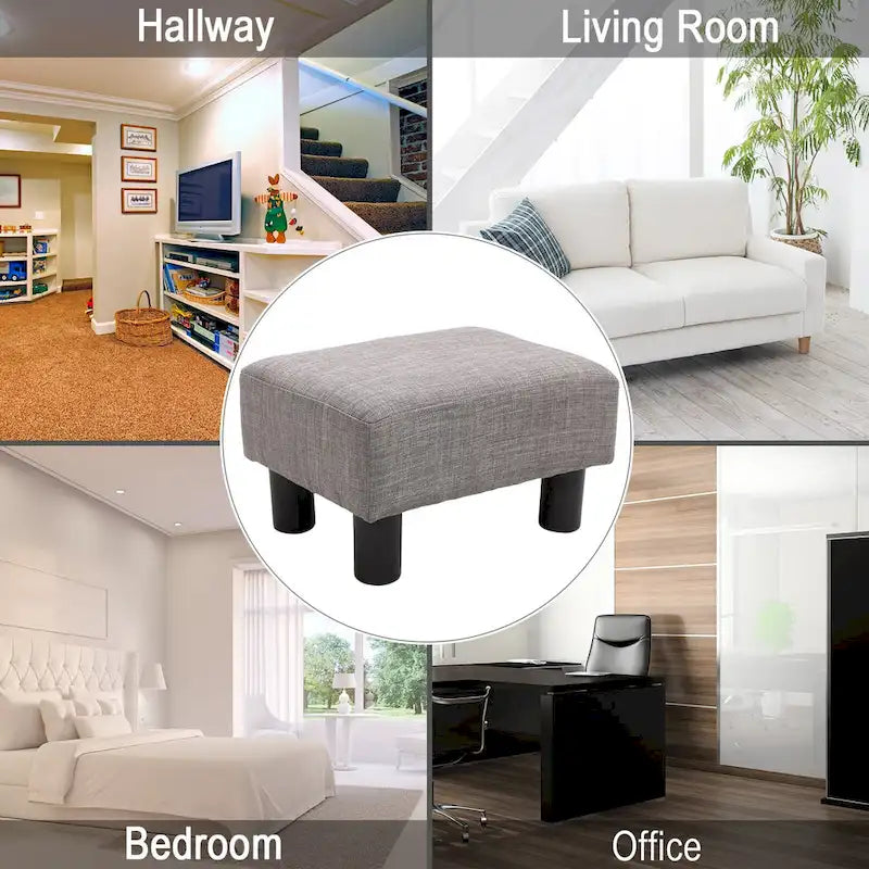 Modern Linen Footrest Ottoman