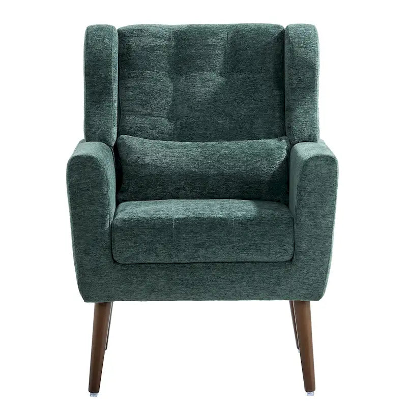 Chenille Fabric Accent Chair with Tapered Wooden Legs