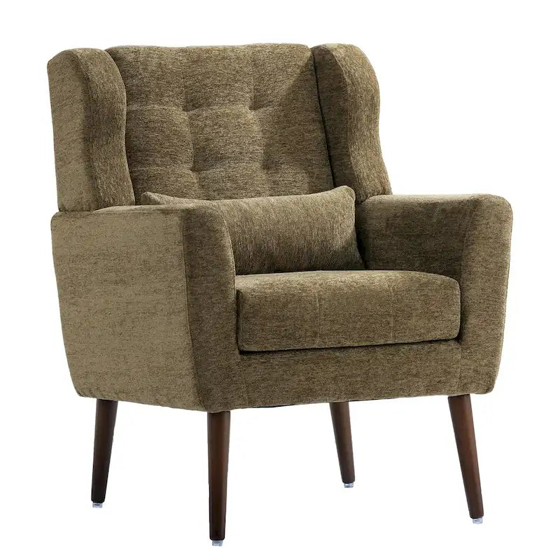 Chenille Fabric Accent Chair with Tapered Wooden Legs