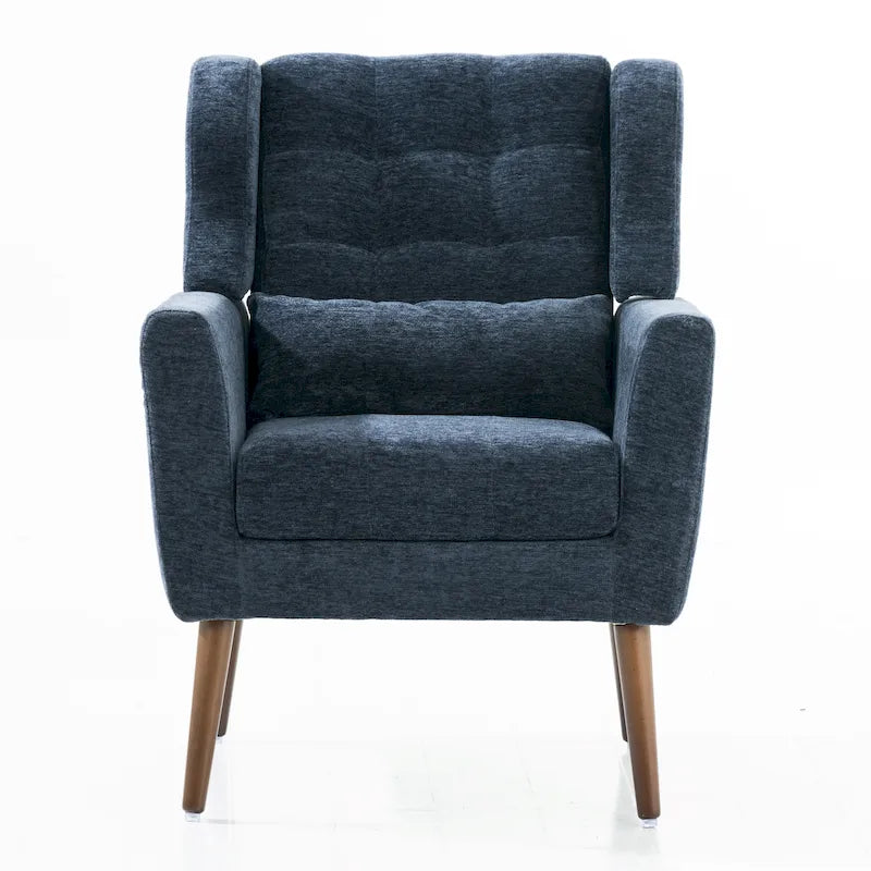 Chenille Fabric Accent Chair with Tapered Wooden Legs