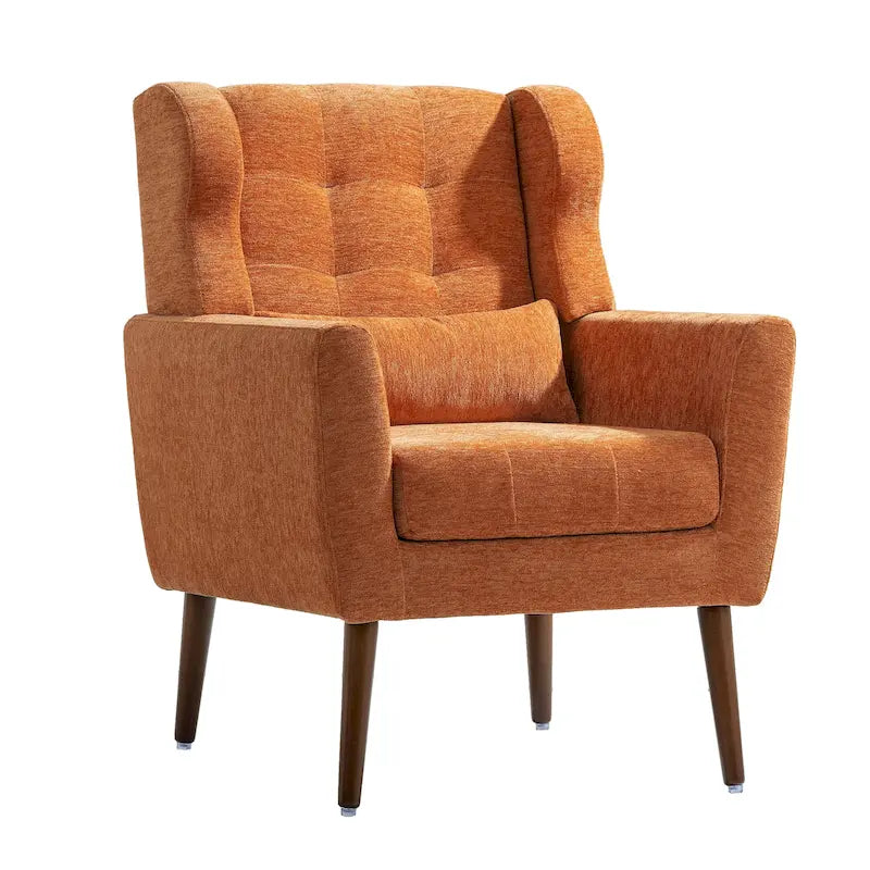 Chenille Fabric Accent Chair with Tapered Wooden Legs