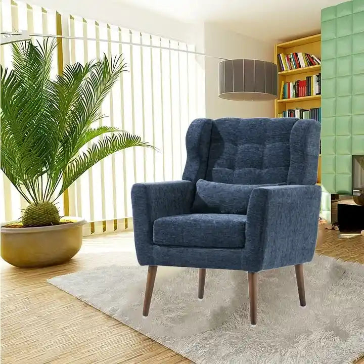 Chenille Fabric Accent Chair with Tapered Wooden Legs