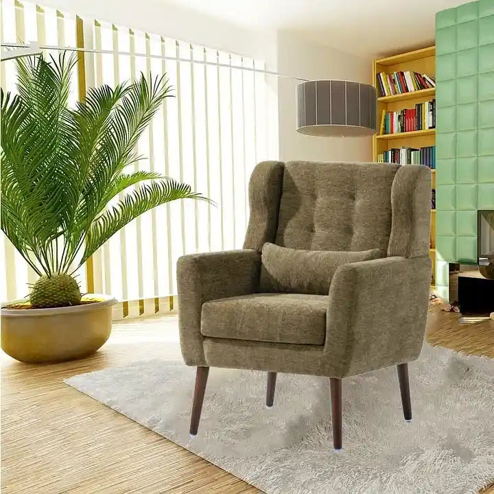 Chenille Fabric Accent Chair with Tapered Wooden Legs