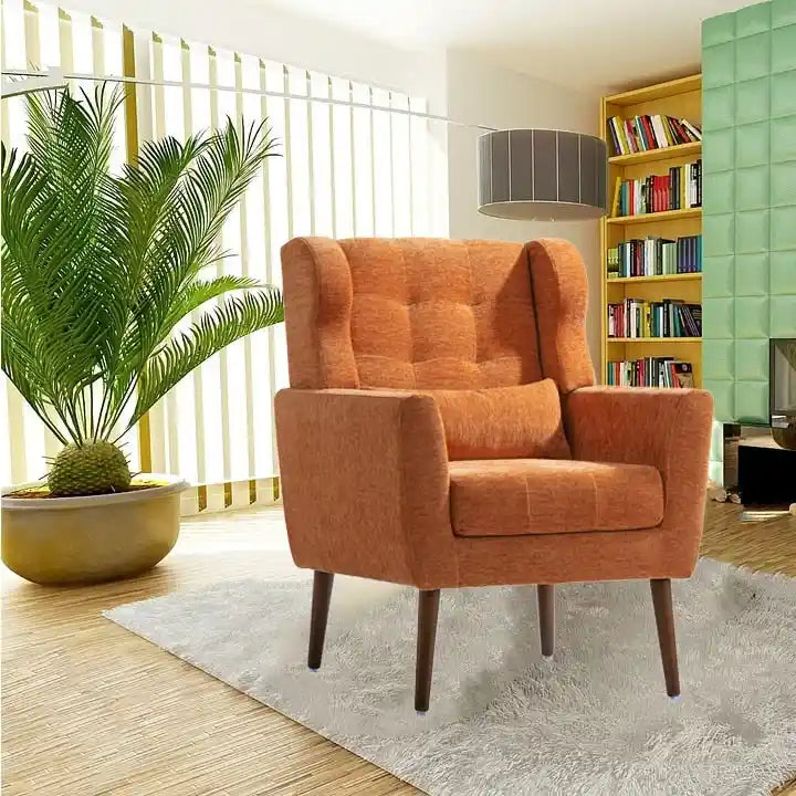 Chenille Fabric Accent Chair with Tapered Wooden Legs