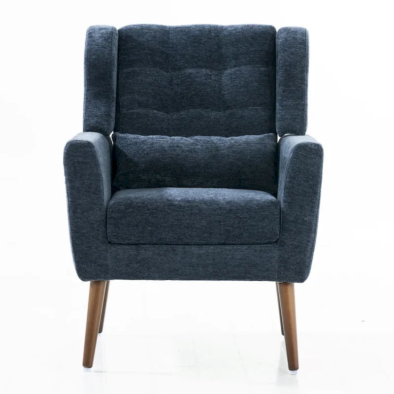 Chenille Fabric Accent Chair with Tapered Wooden Legs