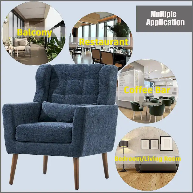 Chenille Fabric Accent Chair with Tapered Wooden Legs