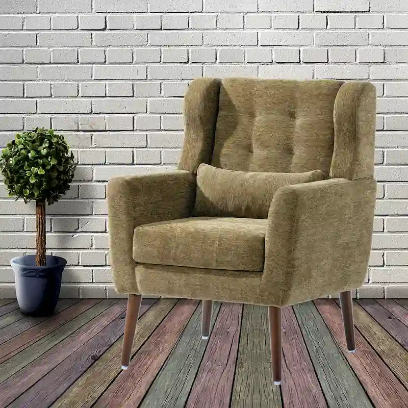 Chenille Fabric Accent Chair with Tapered Wooden Legs