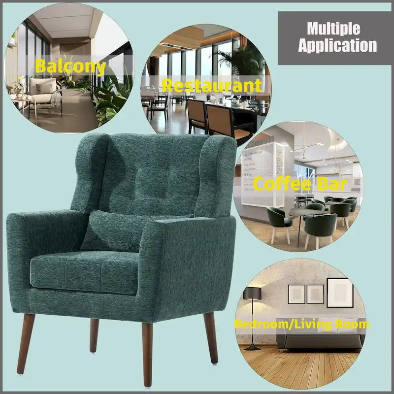 Chenille Fabric Accent Chair with Tapered Wooden Legs