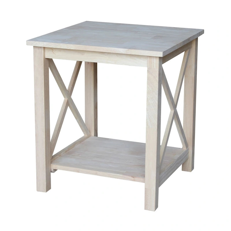 Solid Wood End Table with Butcher Block Top