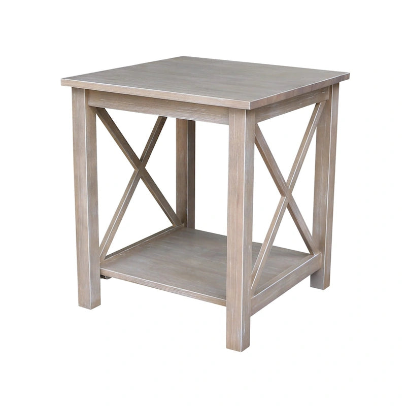 Solid Wood End Table with Butcher Block Top