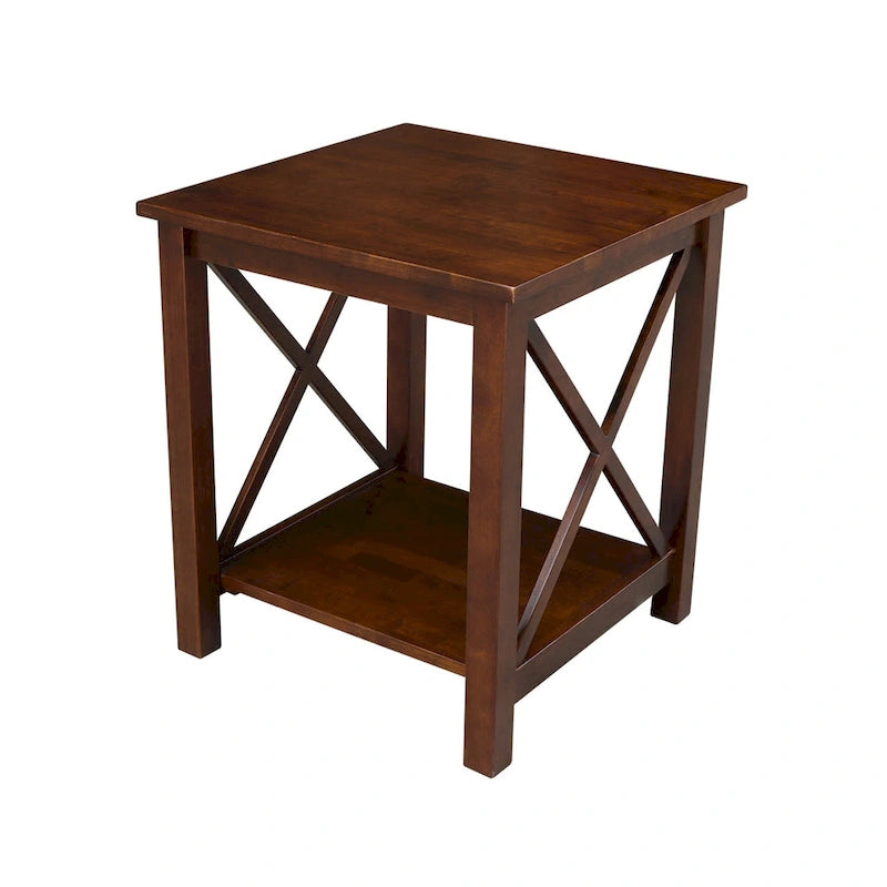 Solid Wood End Table with Butcher Block Top