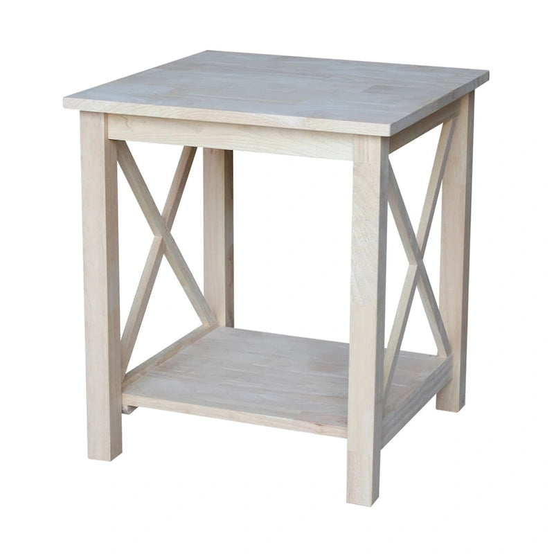 Solid Wood End Table with Butcher Block Top