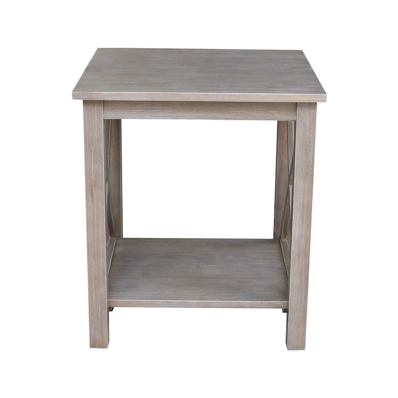 Solid Wood End Table with Butcher Block Top