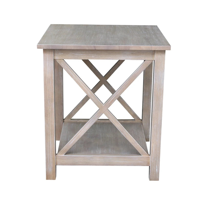 Solid Wood End Table with Butcher Block Top