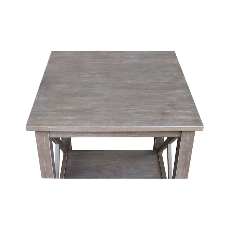 Solid Wood End Table with Butcher Block Top