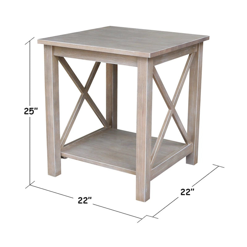 Solid Wood End Table with Butcher Block Top