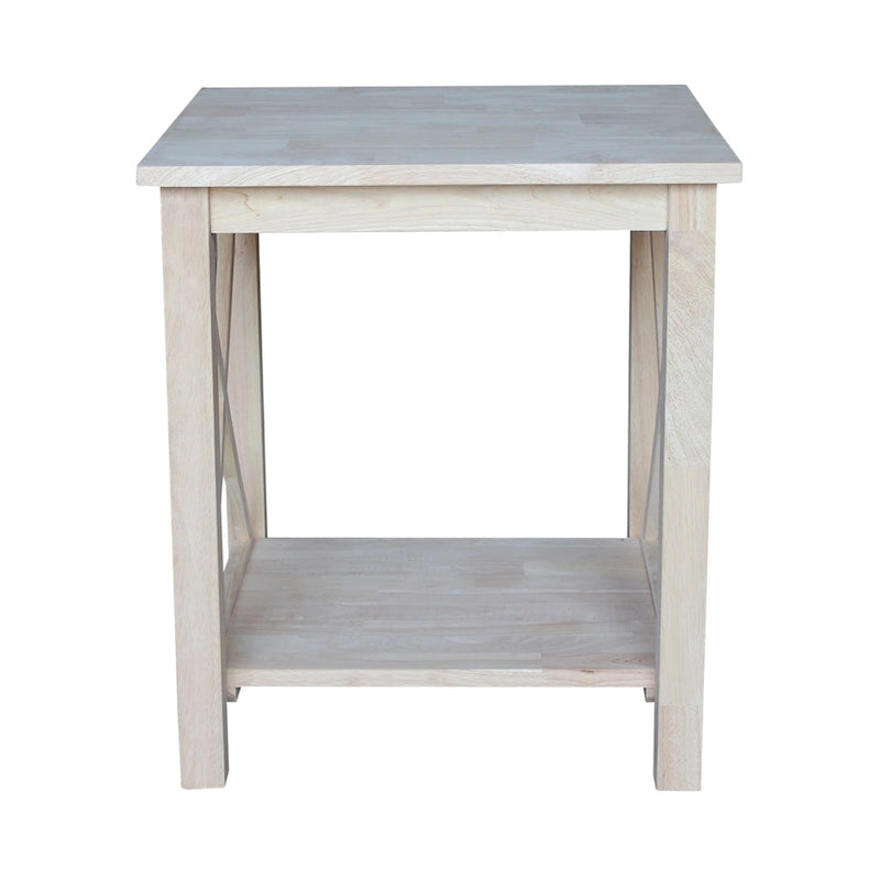 Solid Wood End Table with Butcher Block Top