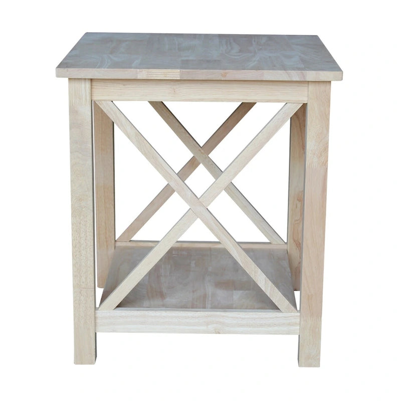 Solid Wood End Table with Butcher Block Top