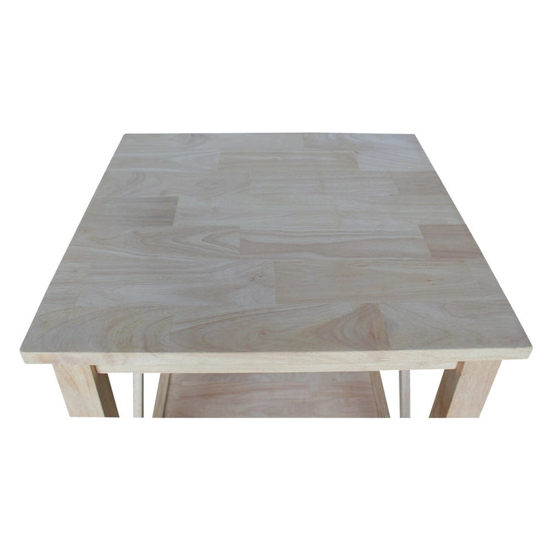 Solid Wood End Table with Butcher Block Top