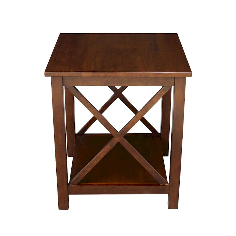 Solid Wood End Table with Butcher Block Top